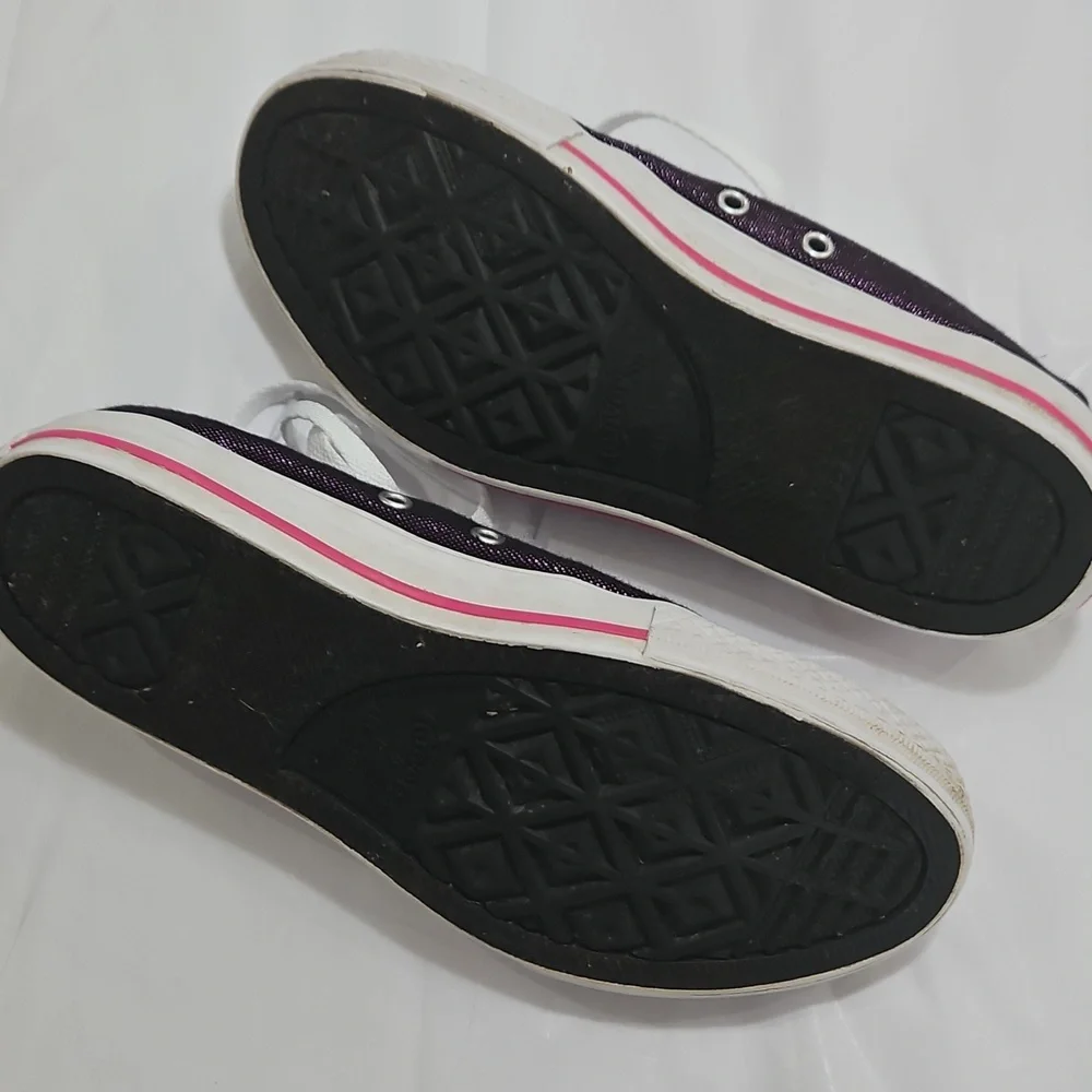 Converse All Star Purple Double Tongue Junior Dot Shimmer Sneakers Sz 4